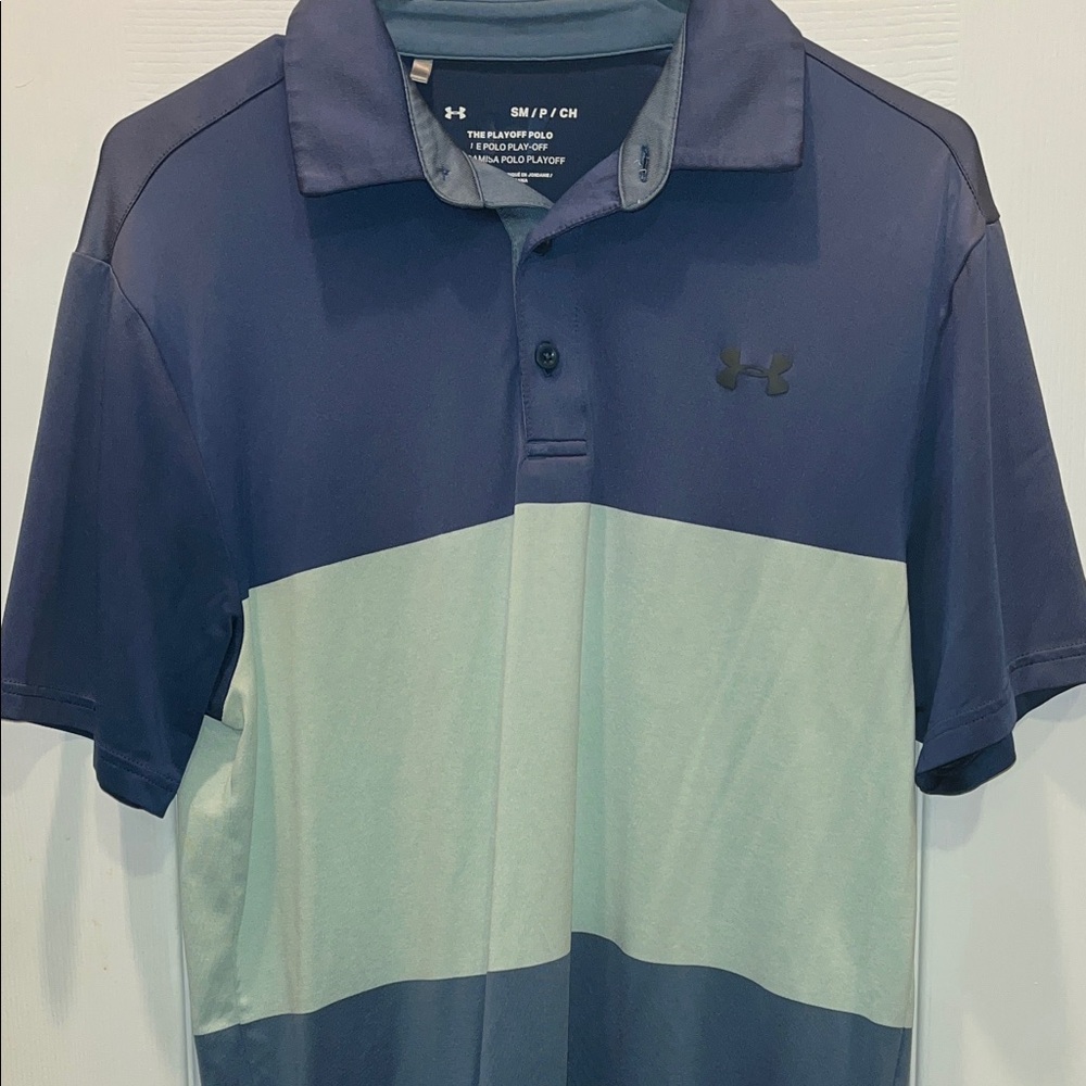 Under Armour Men's Navy and Light Green and gray-bluePolo Shirt